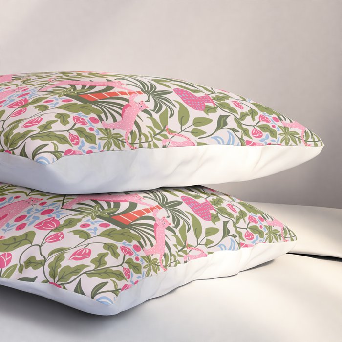 Modern Preppy Leopard Cat Jungle Oasis Pillow Sham Gallery Image 3