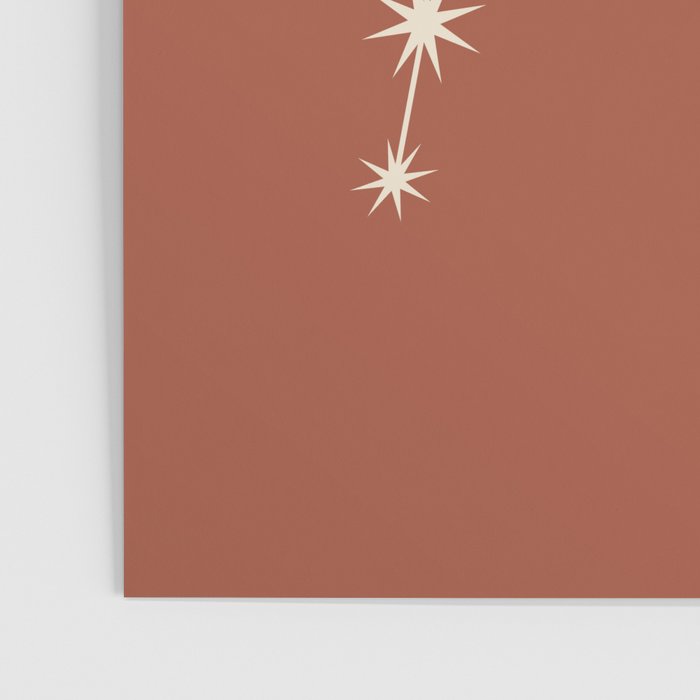 Aquarius Zodiac Star Constellation Line Art Terracotta Red Poster Gallery Image 3