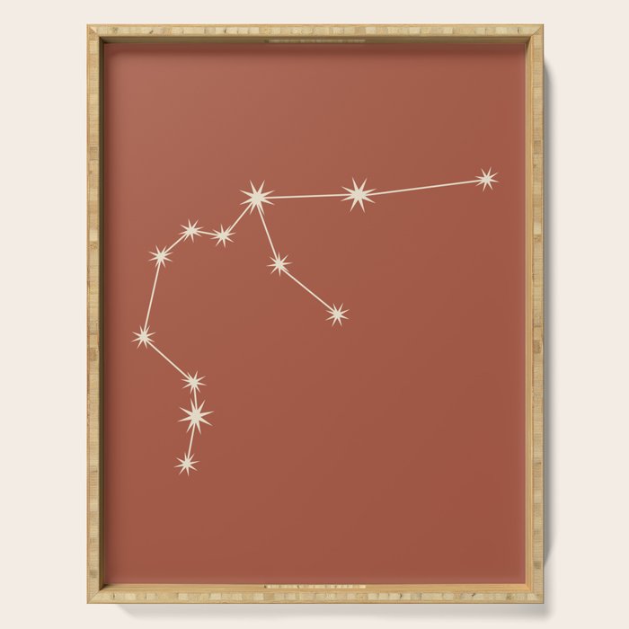 Aquarius Zodiac Star Constellation Line Art Terracotta Red Serving Tray Gallery Image 1