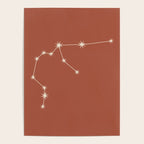 Aquarius Zodiac Star Constellation Line Art Terracotta Red Poster Gallery Image 4