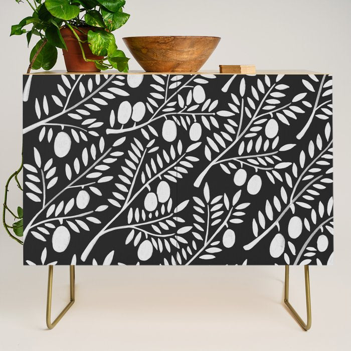 White Olive Branches Credenza Gallery Image 1