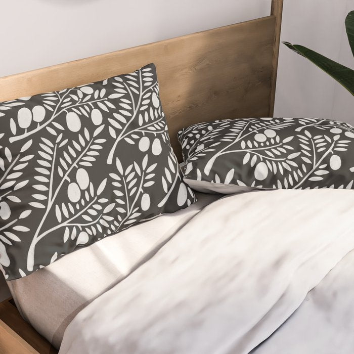 White Olive Branches Pillow Sham Gallery Image 2