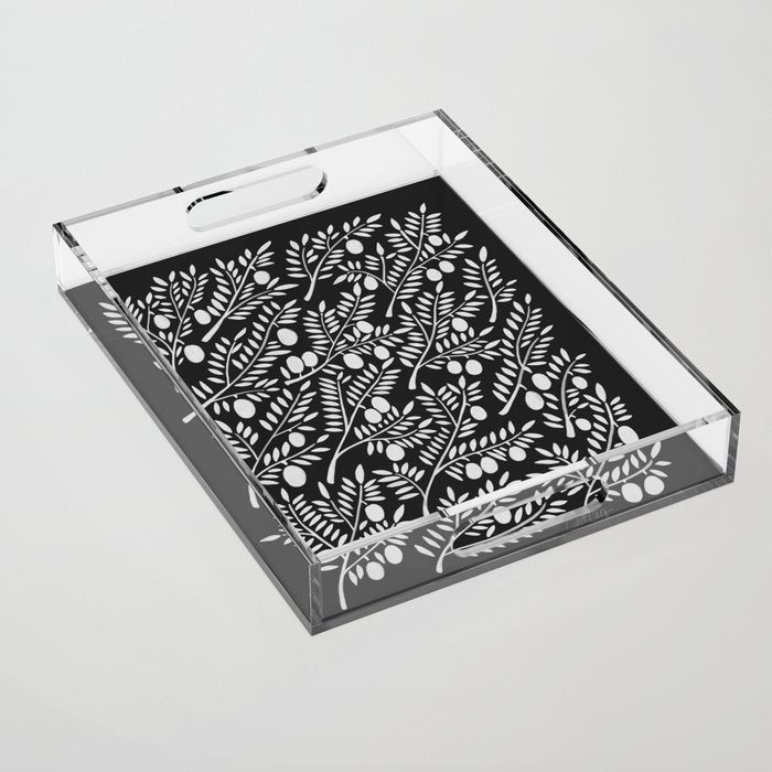 White Olive Branches Acrylic Tray Gallery Image 1