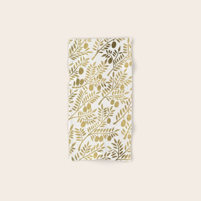 Gold Olive Branches Bath Towel Gallery Image 1