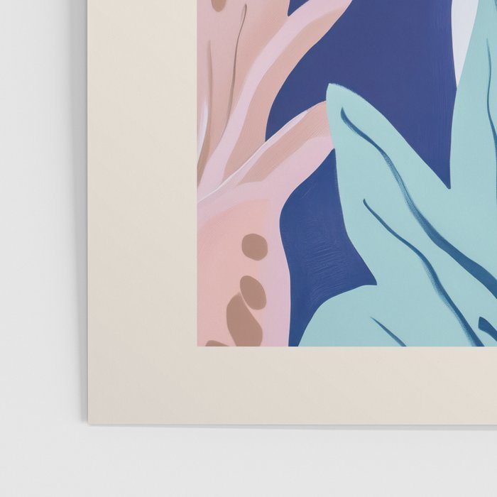 Matisse style Woman Portrait with Plants in Blue Tones Poster Gallery Image 3