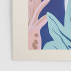 Matisse style Woman Portrait with Plants in Blue Tones Poster Gallery Image 3