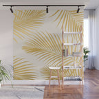Metallic Gold Tropical Palm Fronds Wall Mural Gallery Image 1