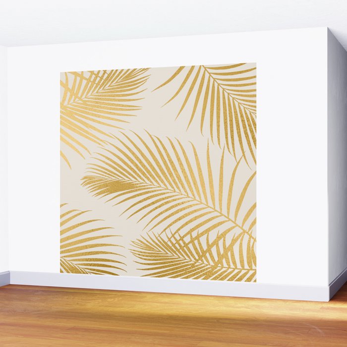 Metallic Gold Tropical Palm Fronds Wall Mural Gallery Image 2