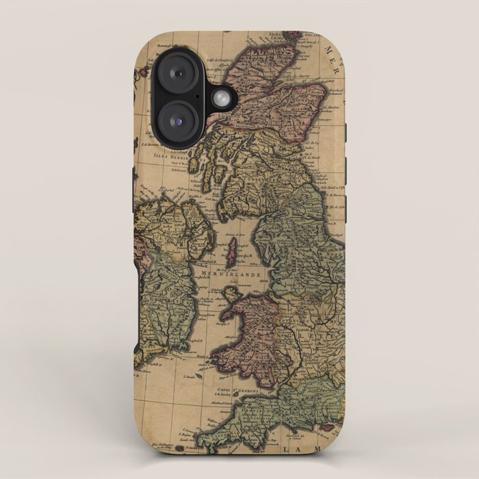 Vintage Map of The British Isles (1700s) iPhone Case Gallery Image 1