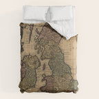 Vintage Map of The British Isles (1700s) Comforter Gallery Image 6