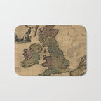 Vintage Map of The British Isles (1700s) Bath Mat Gallery Image 1
