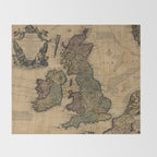 Vintage Map of The British Isles (1700s) Throw Blanket Gallery Image 2