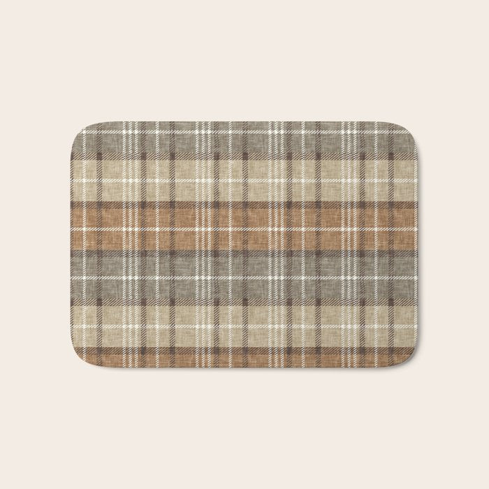 fall plaid - neutral earth tones Bath Mat Gallery Image 1