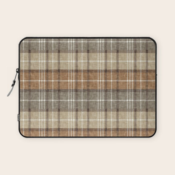 fall plaid - neutral earth tones Laptop Sleeve Gallery Image 1