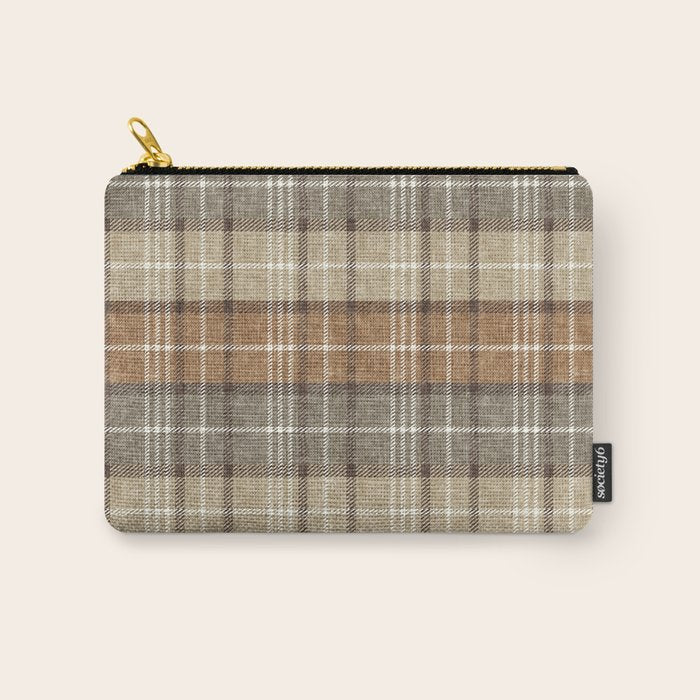 fall plaid - neutral earth tones Carry All Pouch Gallery Image 1
