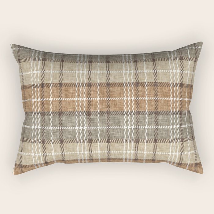 fall plaid - neutral earth tones Rectangular Pillow Gallery Image 2