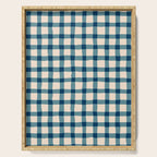 Organic Gingham Blue Serving Tray Gallery Image 1