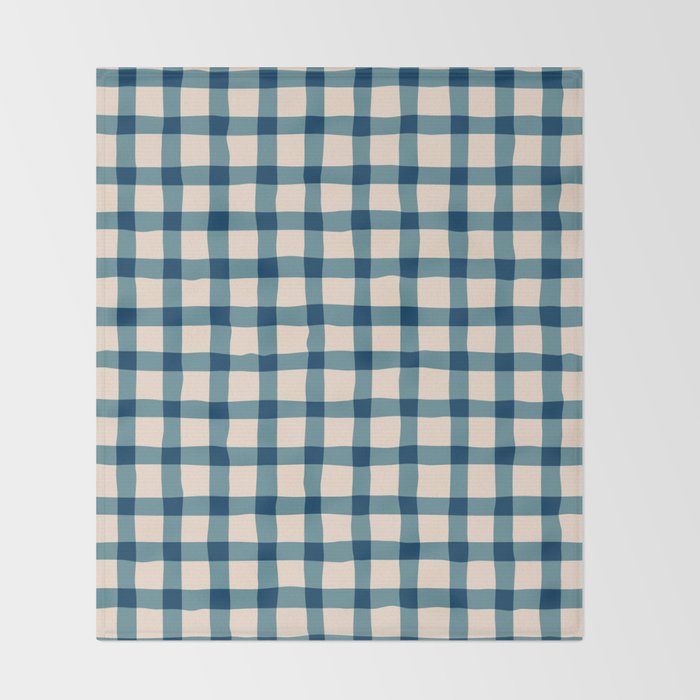Organic Gingham Blue Throw Blanket Gallery Image 2