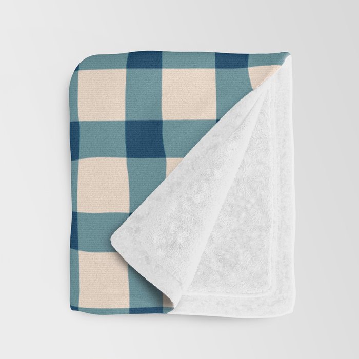 Organic Gingham Blue Throw Blanket Gallery Image 3