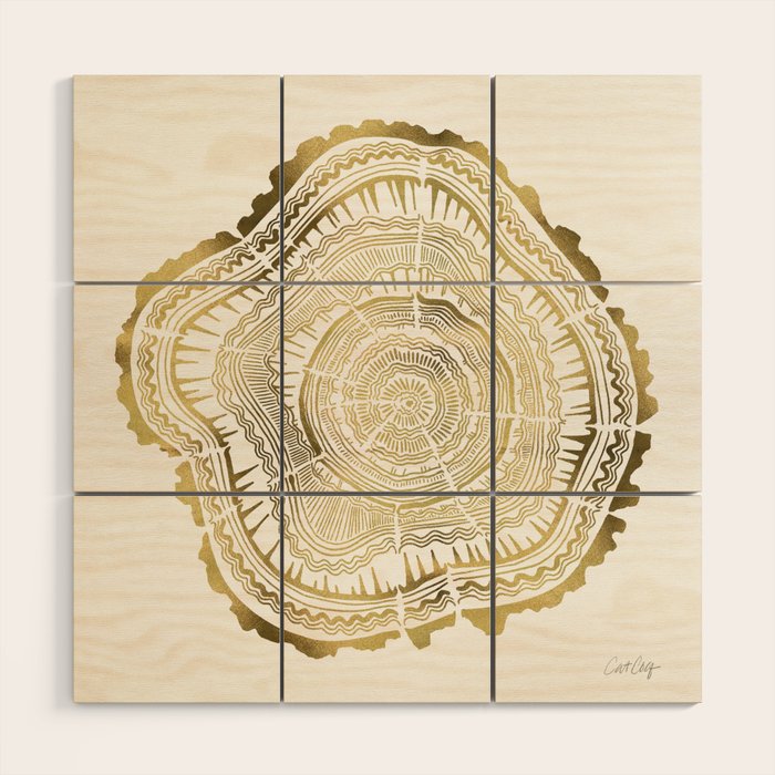 Gold Tree Rings Wood Wall Art Gallery Image 1