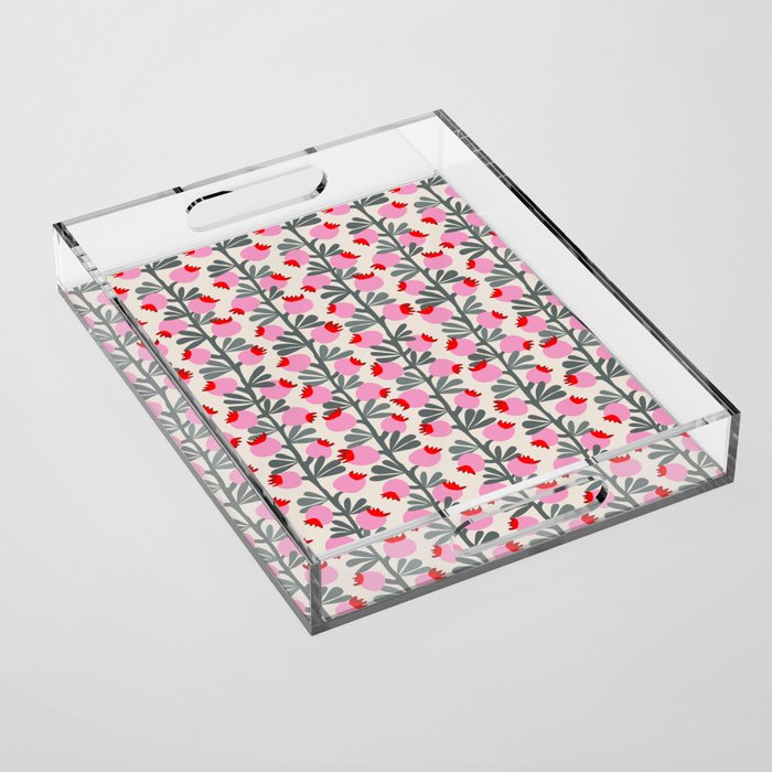 Minimal nordic flower pink Acrylic Tray Gallery Image 1