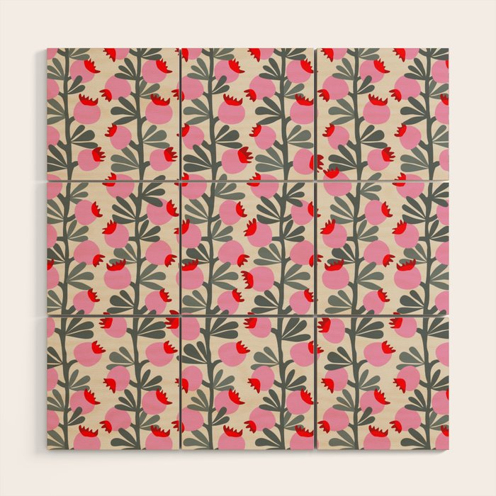 Minimal nordic flower pink Wood Wall Art Gallery Image 1