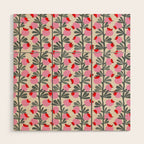 Minimal nordic flower pink Wood Wall Art Gallery Image 1