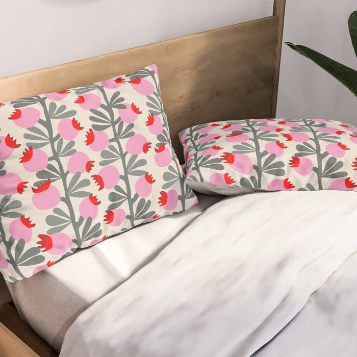 Minimal nordic flower pink Pillow Sham Gallery Image 2
