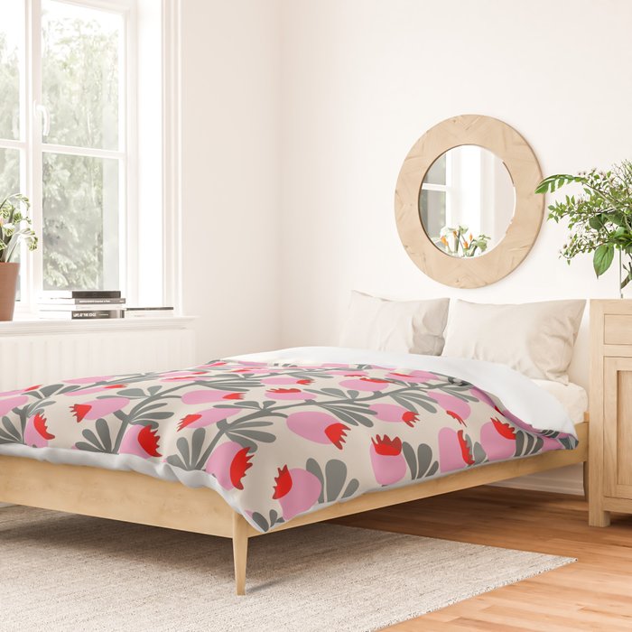 Minimal nordic flower pink Duvet Cover Gallery Image 2