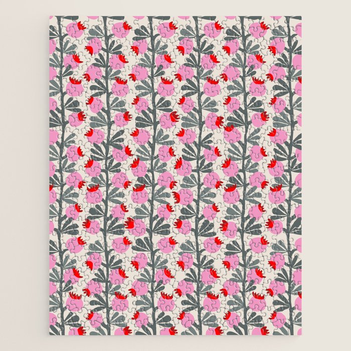 Minimal nordic flower pink Jigsaw Puzzle Gallery Image 1