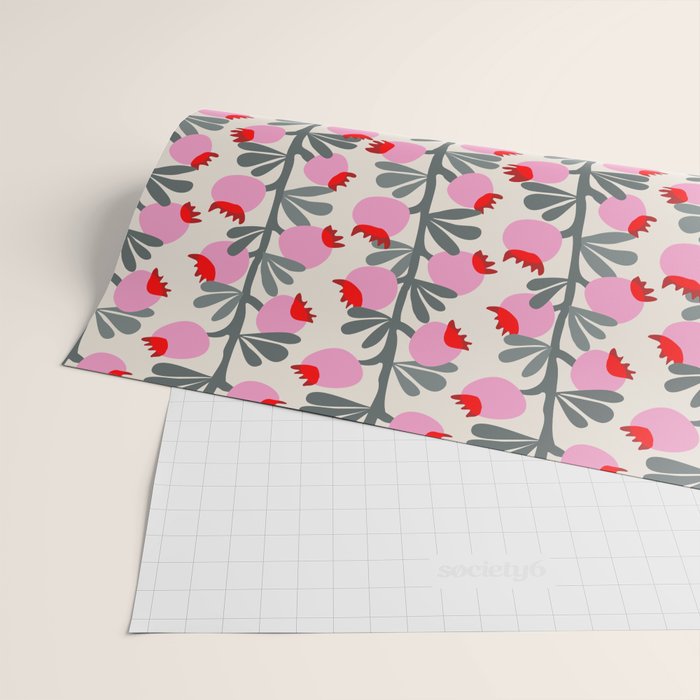 Minimal nordic flower pink Wrapping Paper Gallery Image 2