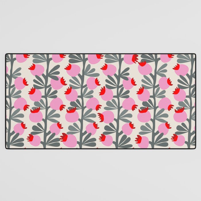 Minimal nordic flower pink Desk Mat Gallery Image 3