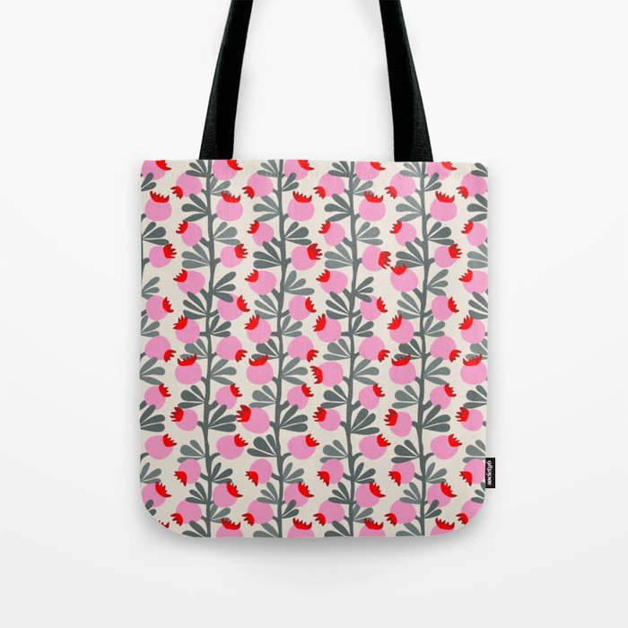 Minimal nordic flower pink Tote Bag Gallery Image 1