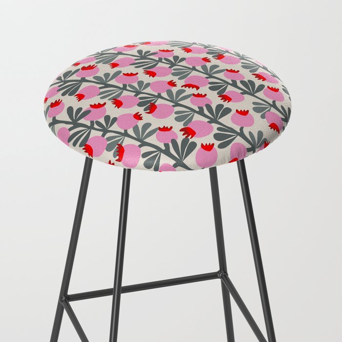 Minimal nordic flower pink Stool Gallery Image 2