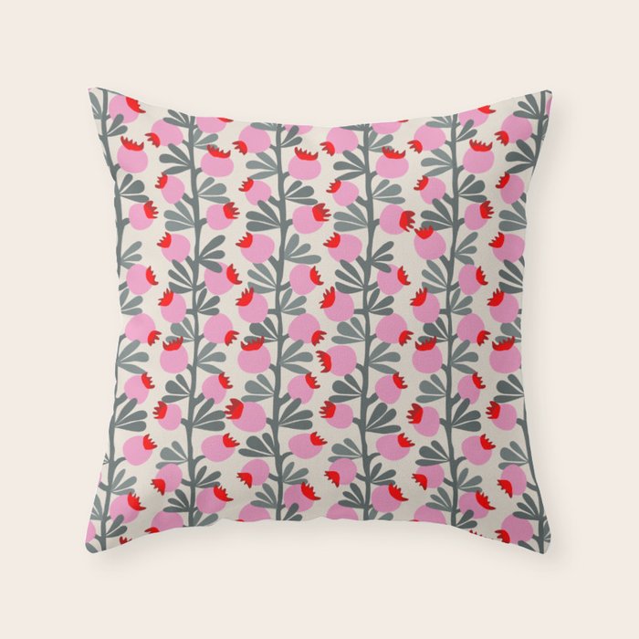 Minimal nordic flower pink Throw Pillow Gallery Image 6