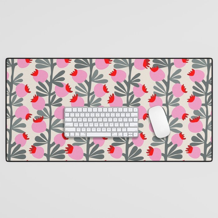 Minimal nordic flower pink Desk Mat Gallery Image 1