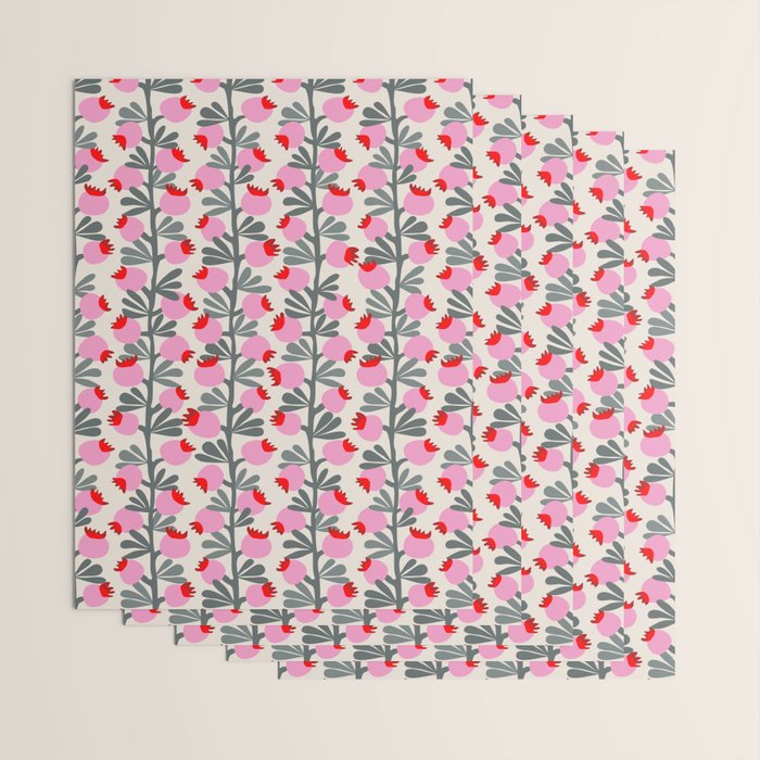 Minimal nordic flower pink Wrapping Paper Gallery Image 3