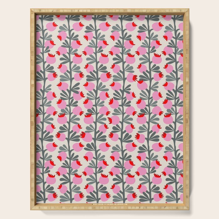 Minimal nordic flower pink Serving Tray Gallery Image 1