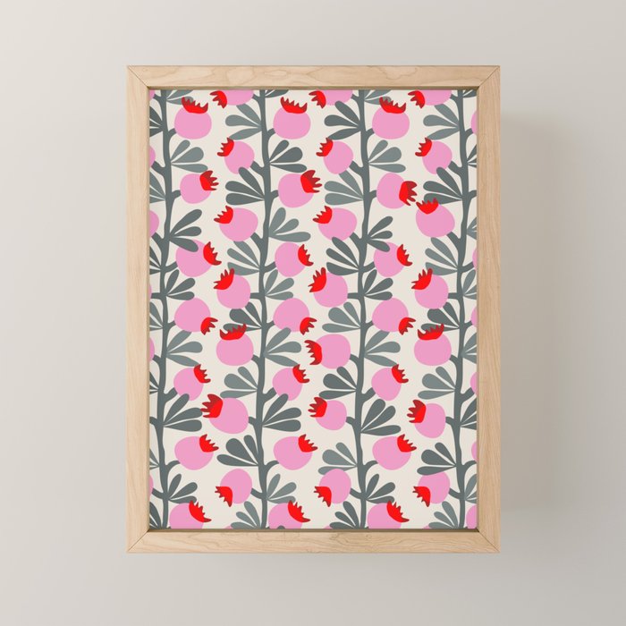 Minimal nordic flower pink Mini Art Print Gallery Image 1
