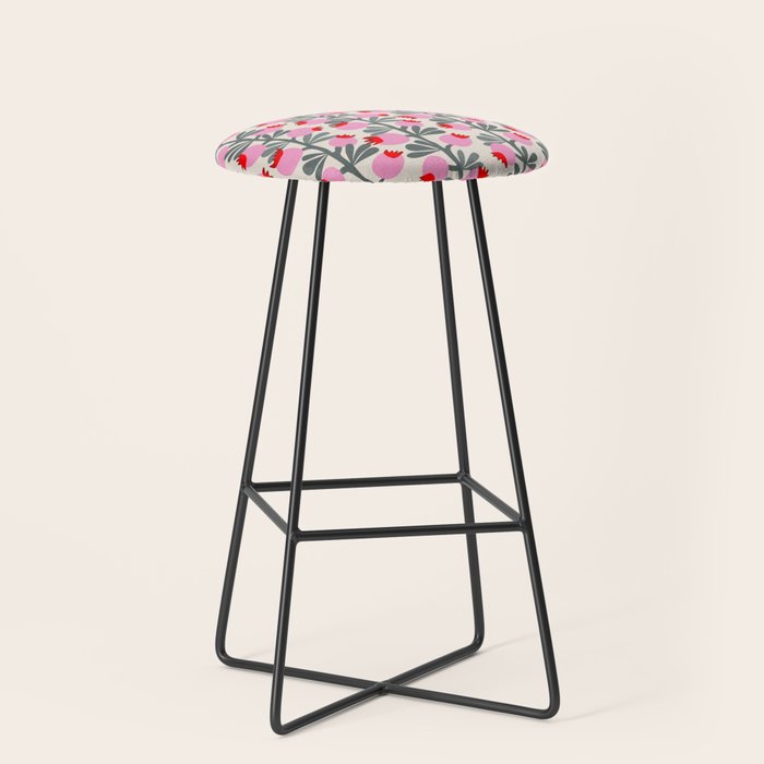 Minimal nordic flower pink Stool Gallery Image 1