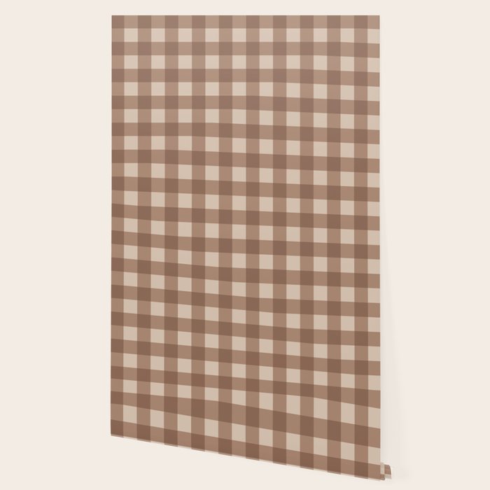 Gingham Plaid Pattern - Coffee Creme Wallpaper Gallery Image 2