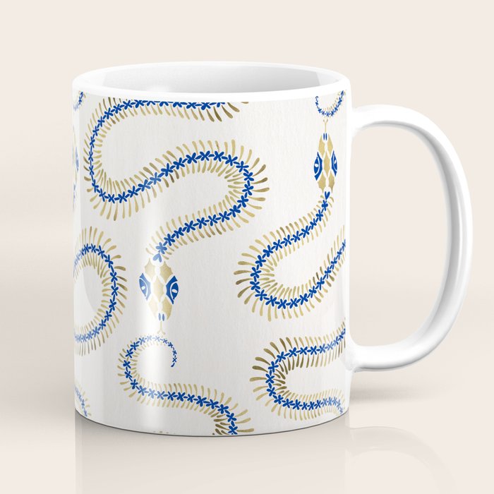 Snake Skeleton - Navy & Gold Palette Coffee Mug Gallery Image 1