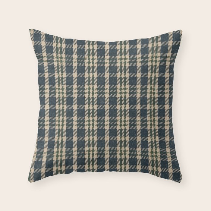 North Country Plaid - classic blue and green Throw Pillow Gallery Image 1