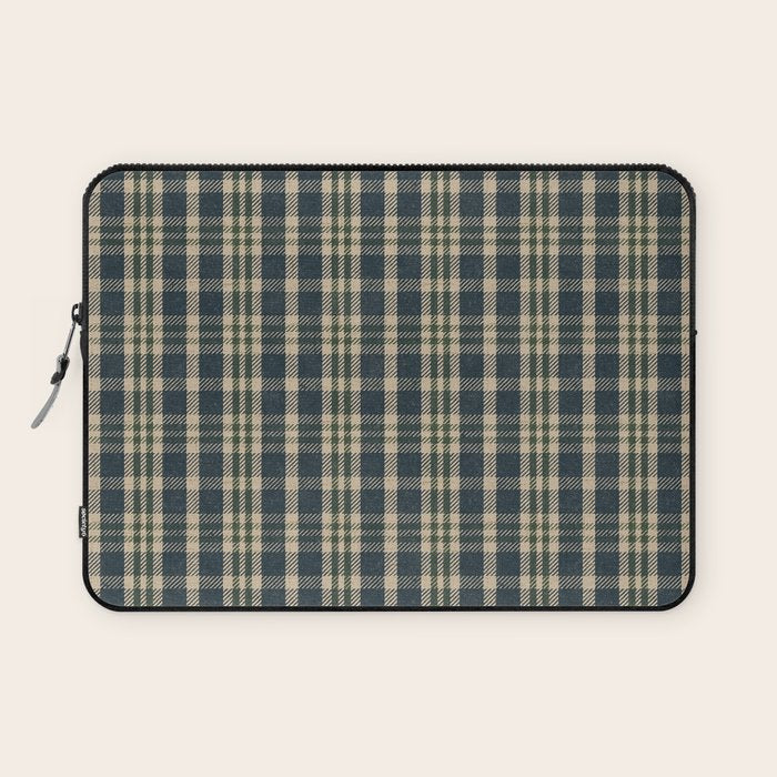 North Country Plaid - classic blue and green Laptop Sleeve Gallery Image 1