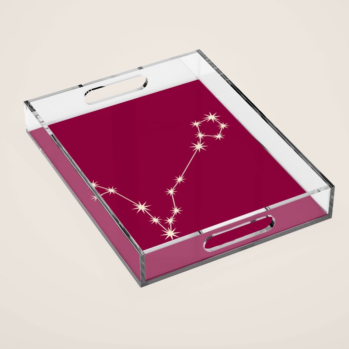 Pisces Zodiac Star Constellation Line Art Magenta Pink Acrylic Tray Gallery Image 1