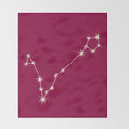Pisces Zodiac Star Constellation Line Art Magenta Pink Throw Blanket Gallery Image 2