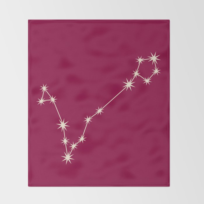 Pisces Zodiac Star Constellation Line Art Magenta Pink Throw Blanket Gallery Image 2