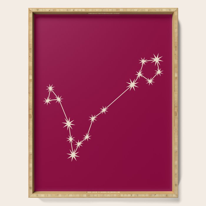Pisces Zodiac Star Constellation Line Art Magenta Pink Serving Tray Gallery Image 1