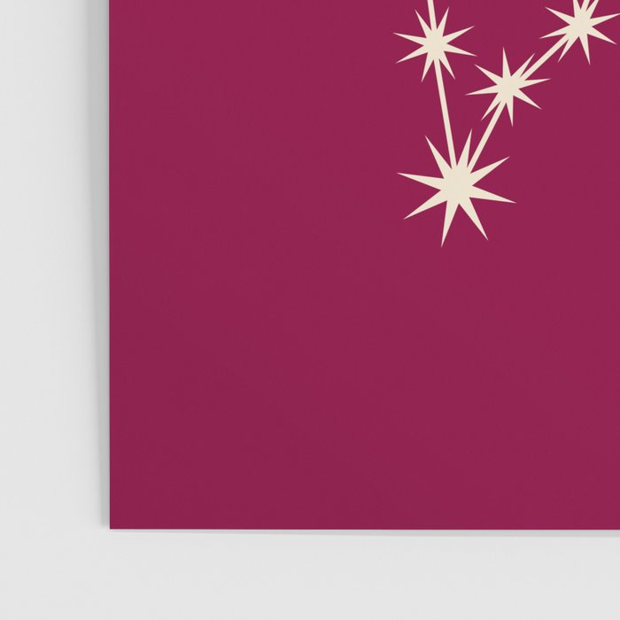 Pisces Zodiac Star Constellation Line Art Magenta Pink Poster Gallery Image 3