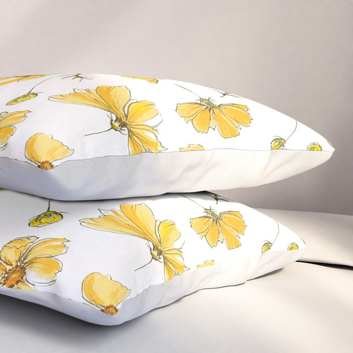 Yellow Cosmos Flowers Pillow Sham Gallery Image 3